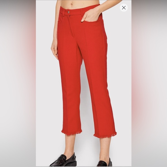 Marella Locanda Fringe Hem straight trouser red cropped ankle